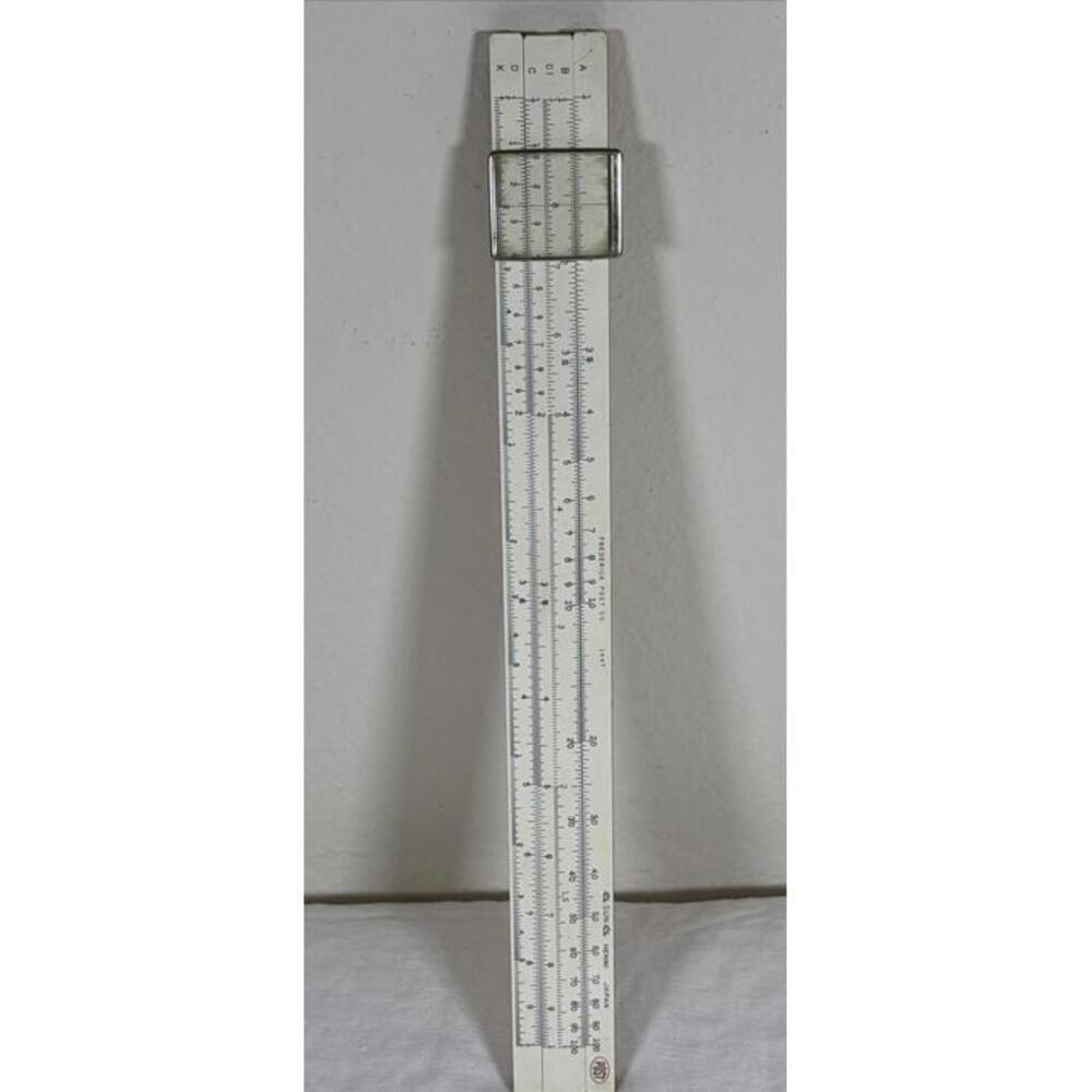 Vintage Sun Hemmi Slide Rule Bamboo Japan w/ Cursor Engineering Tool